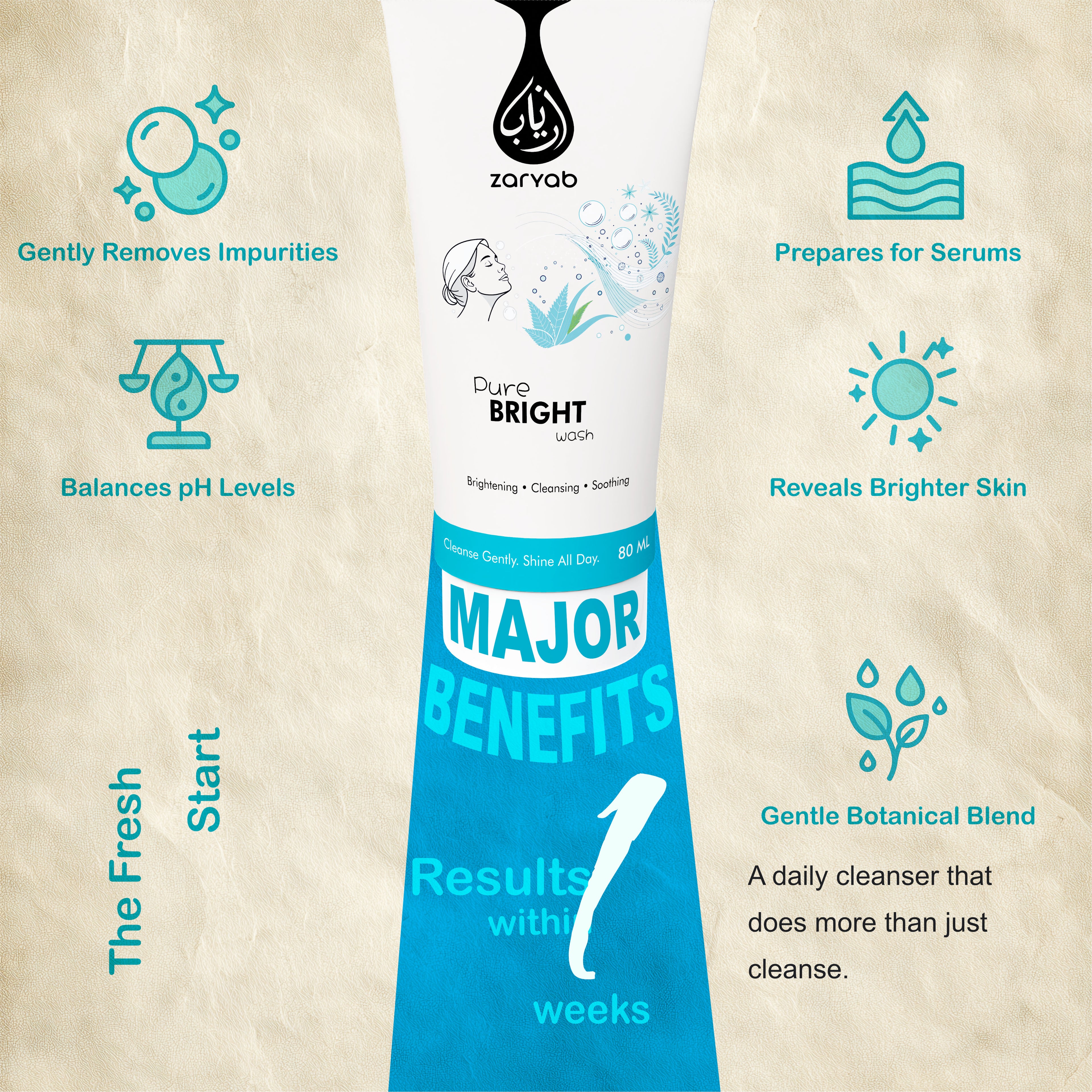 Benefits of Zaryab Pure Bright Wash for glowing and clean skin